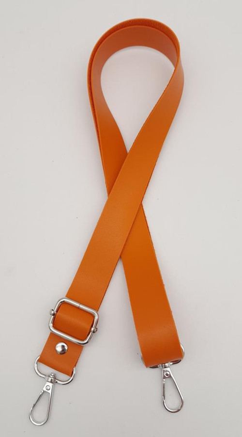 Suni Deri Ayarlı Çanta Sapı 120X2.4 Cm Turuncu Gümüş Metal
