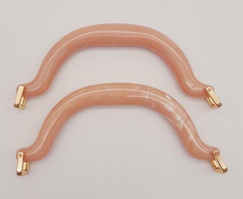 Akrilik Pudra Renk Mermer Desen Light Gold Halkalı Çanta Tutma Sapı