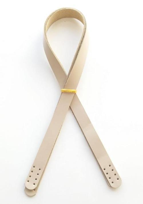 Krem (Bej) Renk Gerçek Deri 70X2 Cm Çift Sap