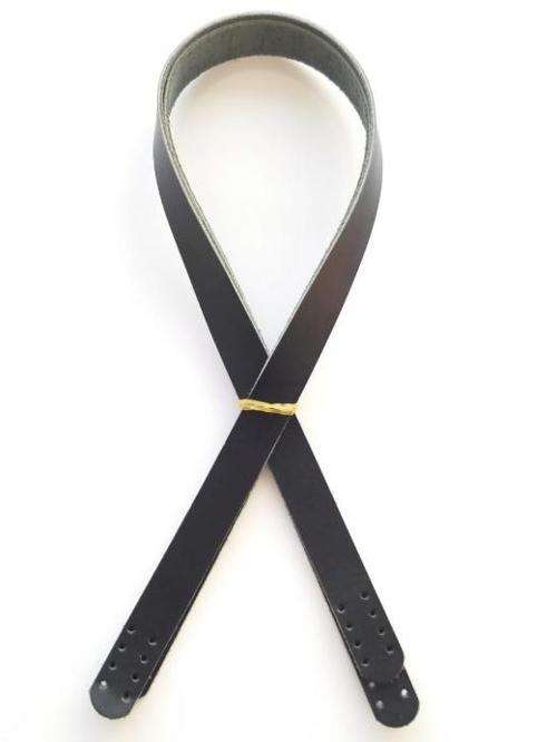 Siyah Renk Gerçek Deri 70X2 Cm Çift Sap