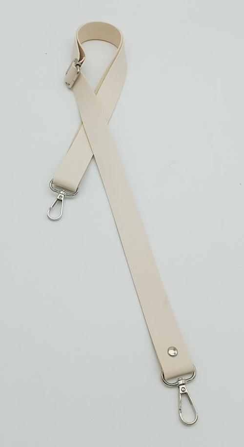 Suni Deri Ayarlı Çanta Sapı 120X2.4 Cm Krem Gümüş Metal