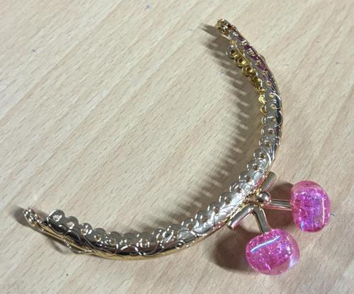 10 cm Light Gold Oval Cüzdan Çanta Klipsi Bursu Koyu Pembe