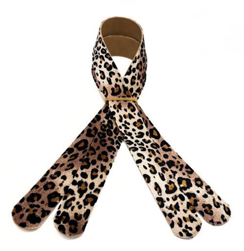 60x3 cm Suni Deri Leopar Renk Çift Çanta Sapı