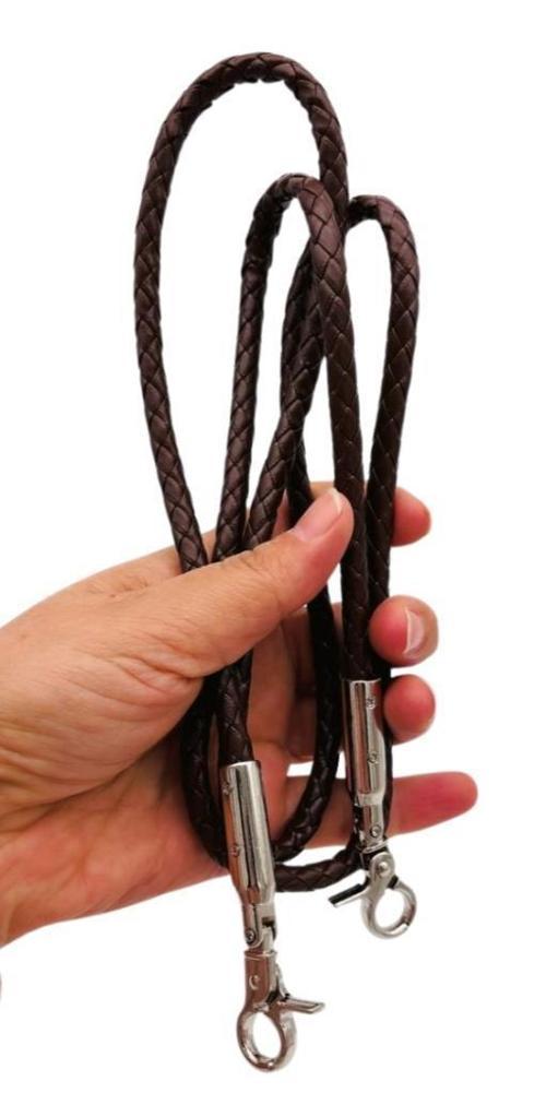 Koyu Kahve Renk 120 cm  Tek Örme Çanta Sapı Gümüş Metal