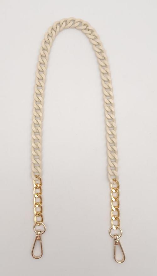 Renkli Metal 60 cm Kancalı Zincir Krem