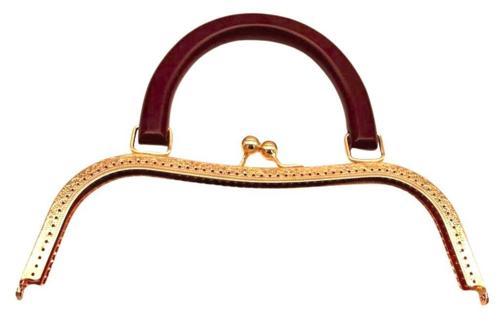 27 Cm Light Gold Renk Bordo Ahşap Tutmalı  Model  Çanta Klipsi, Çanta  Bursu
