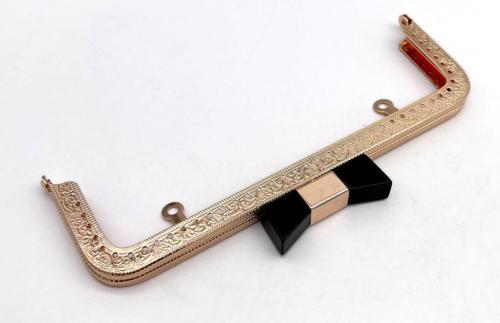 20 Cm Light Gold Renk Siyah Kurdele Model  Çanta Klipsi, Çanta Bursu