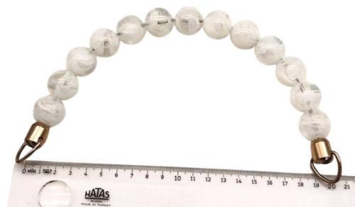 20 Cm 22 Mm Boncuklu   Çanta Sapı Gümüş  Metalli Beyaz Tonlu