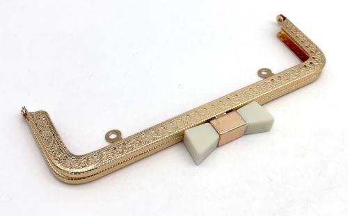 20 Cm Light Gold Renk Beyaz Kurdele Model  Çanta Klipsi, Çanta Bursu