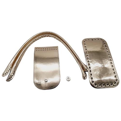 Pelikan Çanta Saplı Parlak Rugan Deri Çanta Seti Açık Gold Renk