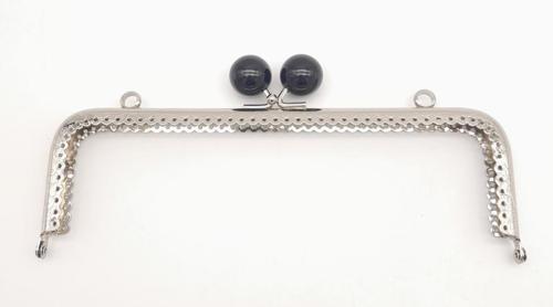 20.5 cm Siyah Toplu Çanta Klipsi Çanta Bursu Gümüş Metal