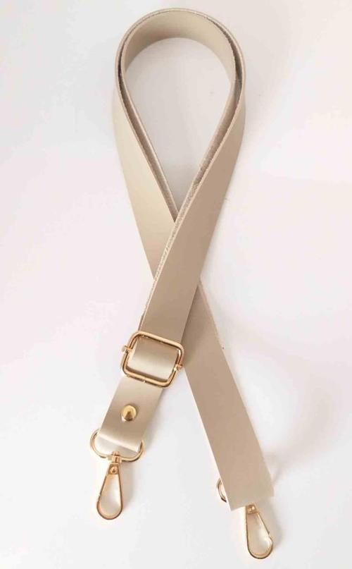 Suni Deri Ayarlı Çanta Sapı 120X2.4 Cm Bej Light Gold Metal