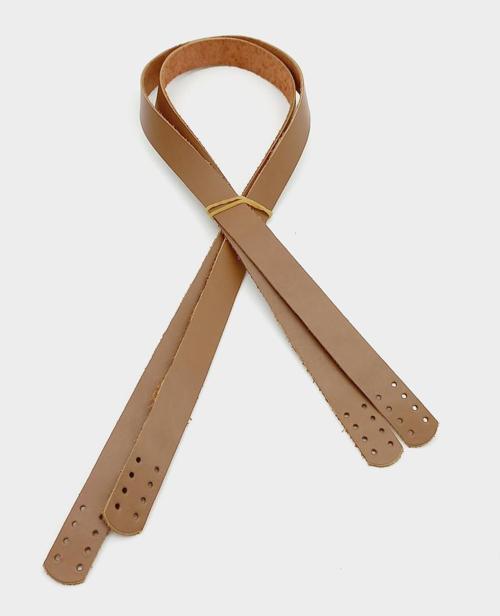 Sütlü Kahve Renk Gerçek Deri 80X2 Cm Çift Sap