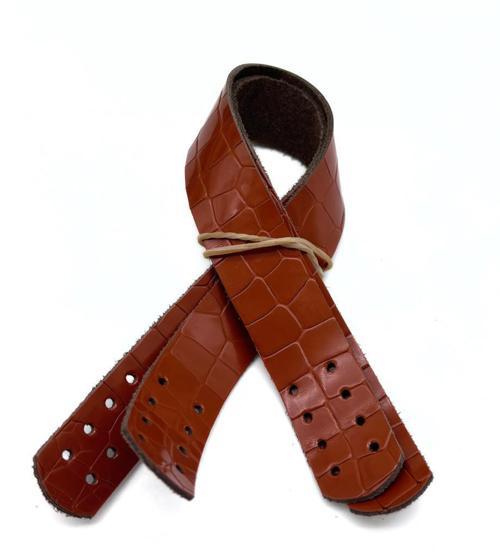 Taba Renk Croco Desen  30x2  cm Gerçek Deri Çanta Sapı