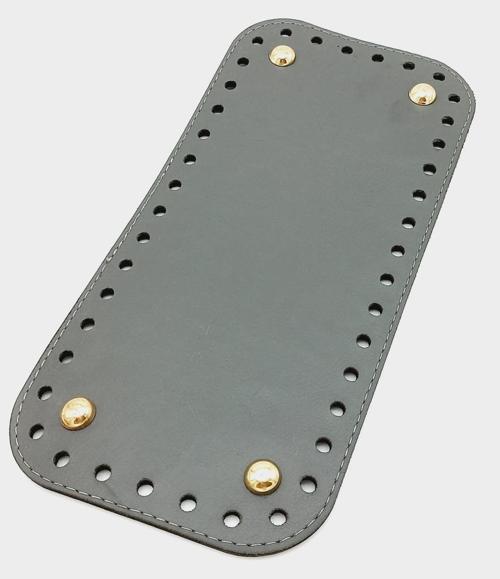 Suni Deri Gri Renk 25X12 cm Dikdörtgen Çanta Tabanı (Light Gold Aparatlı)