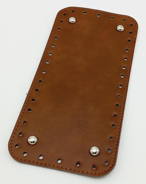 Suni Deri Taba Renk 25X12 cm Dikdörtgen Çanta Tabanı (Gümüş Aparatlı)