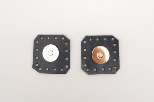 Lacivert Gerçek Derili Kare Mıknatıslı Çıtçıt Light Gold Metalli