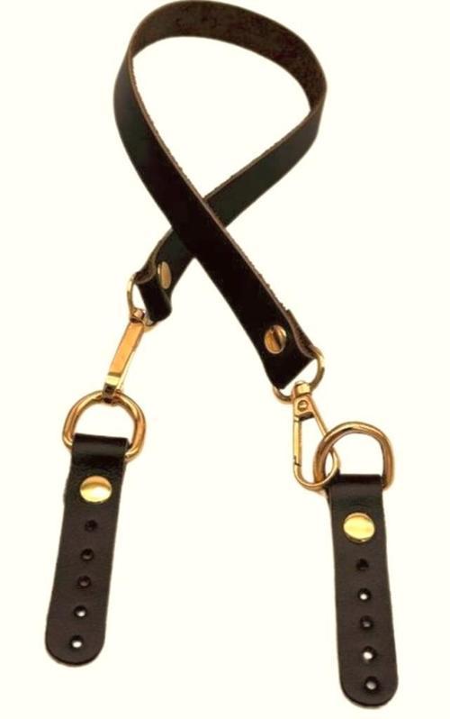 60x1.5 cm Gerçek Deri Koyu Kahve Renk Çanta Sapı Light Gold Metalli