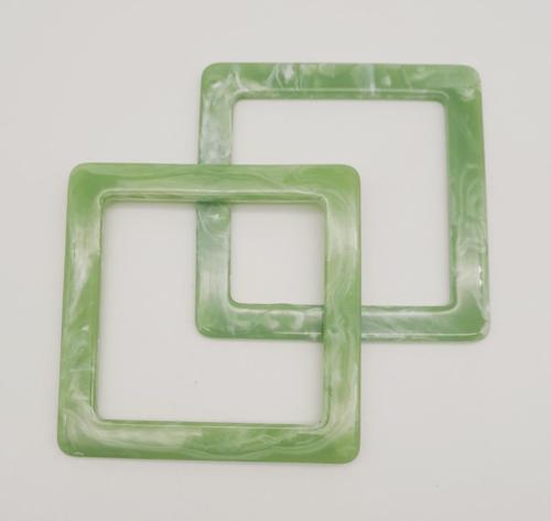 Kare Akrilik Açık Yeşil Renk Mermer Desen Çanta Sapı