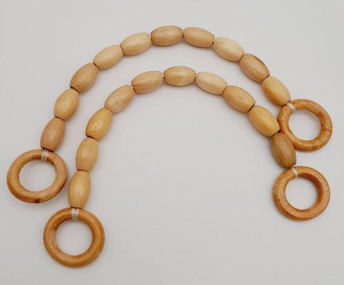 17 mm Oval Ahşap Boncuklu 40 cm Çanta Sapı