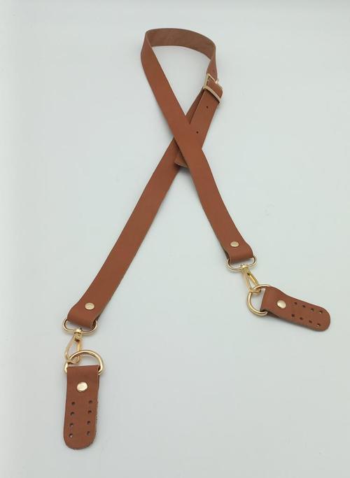Gerçek Deri Ayarlı Uzun Sap 2.3X130 Taba Light Gold Metalli