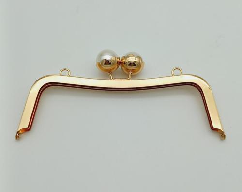 21 Cm İncili Light Gold Çanta Klipsi Çanta Bursu
