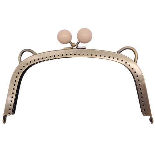 18.5 cm Pudra Renk Toplu Oval Çanta Klipsi Çanta Bursu Antik Metal