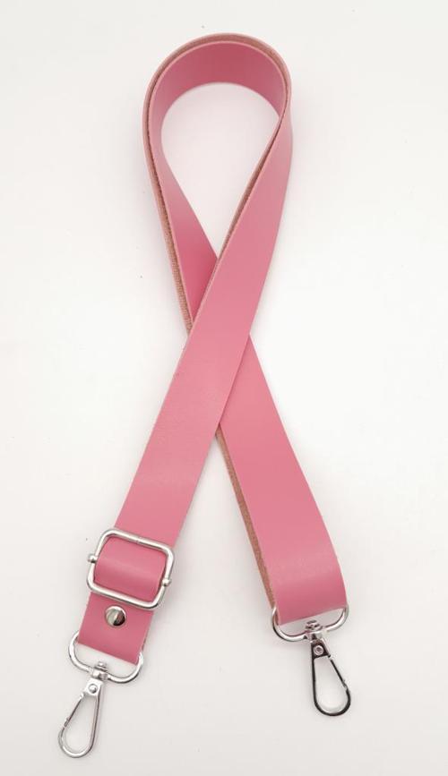 Suni Deri Ayarlı Çanta Sapı 120X2.4 Cm Fuşya Gümüş Metal