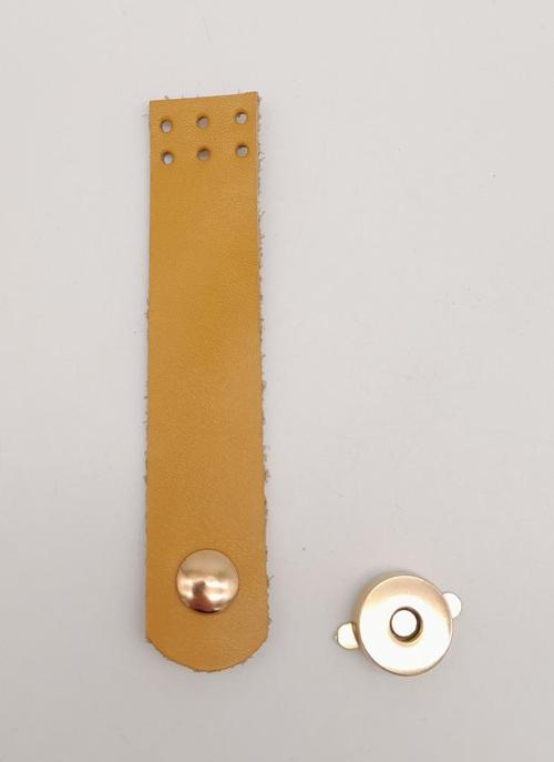 11x2.3 cm Hardal Gerçek Deri Düz Çanta Kapağı Light Gold Metalli