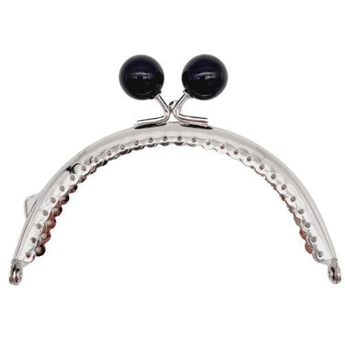 10.5 cm Gümüş Metal Siyah Toplu Oval Cüzdan Klipsi Çanta Bursu Model 2