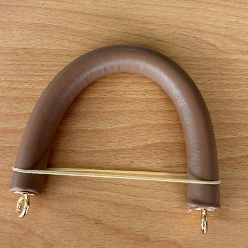 27 cm Rulo Model Suni Deri Açık Vizon Çanta Sapı Light Gold Metalli