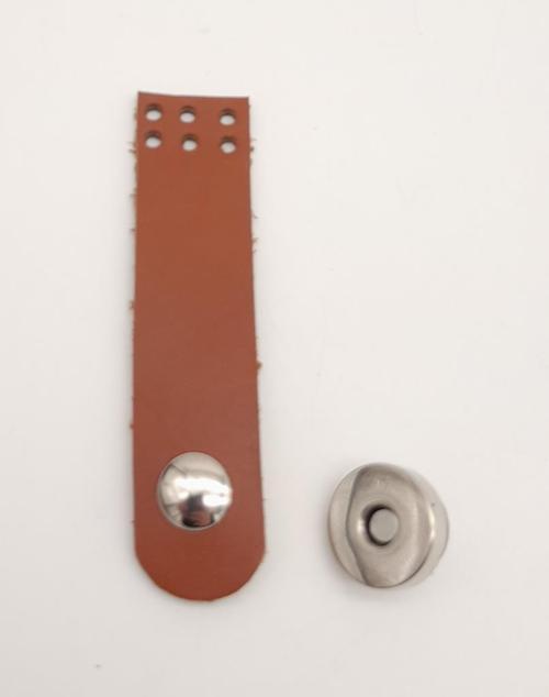 Gerçek Deri Taba Renk Mini Kapak 8X2 Cm Gümüş Metalli