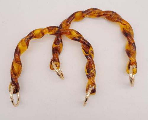 13 cm Burgu Model Kehribar Renk Yaylı Halkalı Akrilik Çanta Sapı