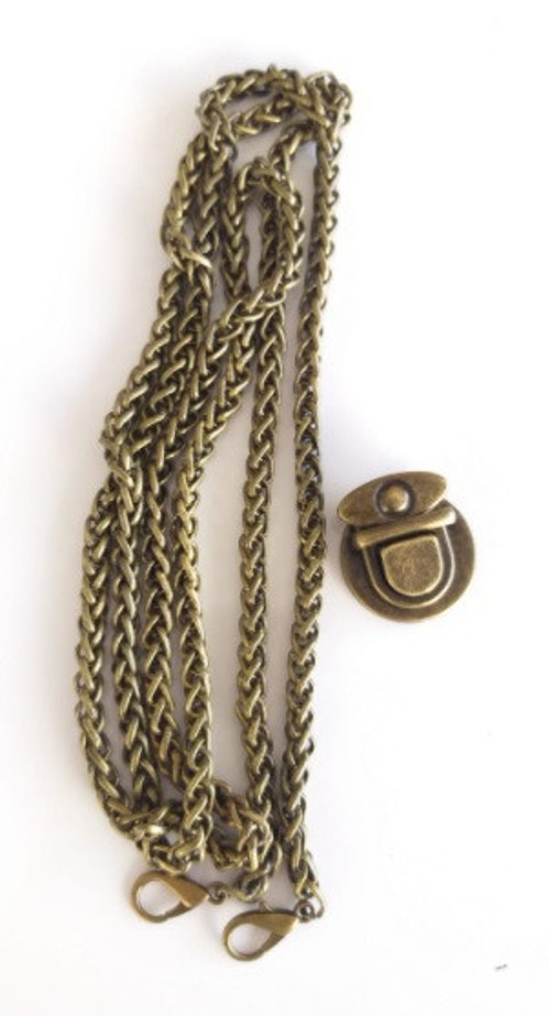 Antik Renk Zincir Ve Kilit Set No:11