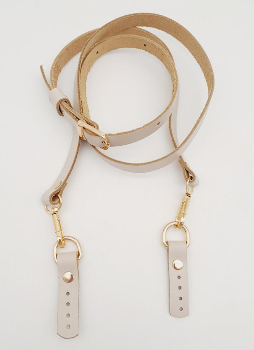 130X1.5 cm Bej Gerçek Deri Light Gold Tokalı Çanta Sapı