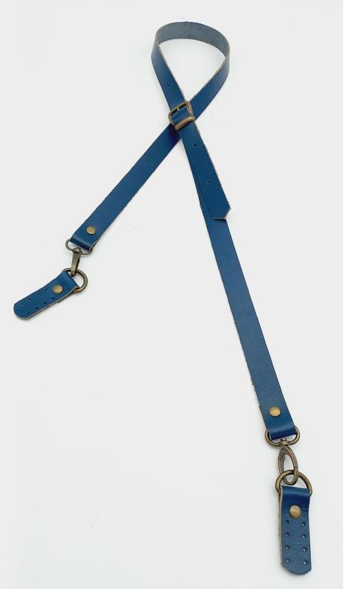 Gerçek Deri Ayarlı Uzun Sap 2X130 Lacivert Antik Metalli