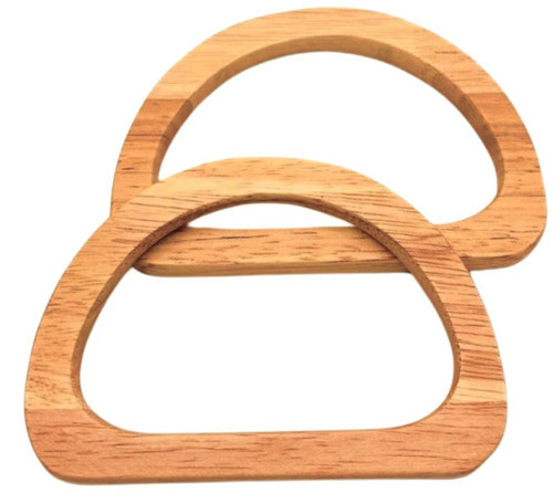 D Model 12x8 cm Ham Renk Ahşap Çanta Sapı