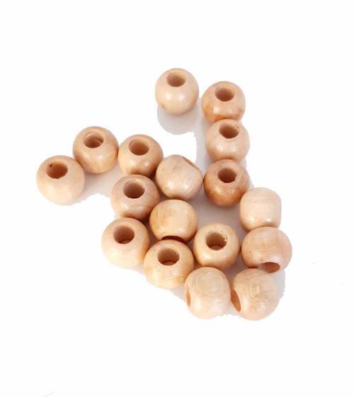14 Mm 10 Adet Açık Renk Ahşap Yuvarlak Boncuk