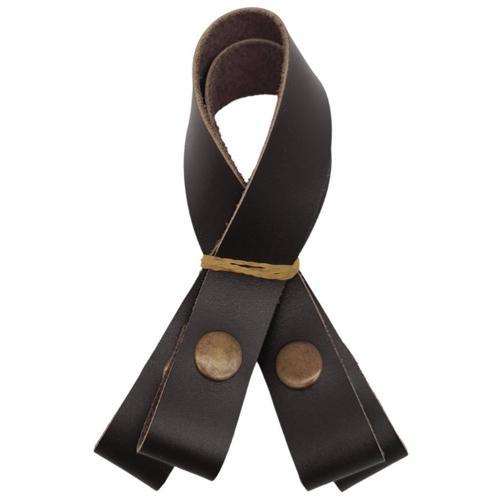 30 cm Gerçek Deri Koyu Kahverengi Çıtçıtlı Sap Antik Metalli