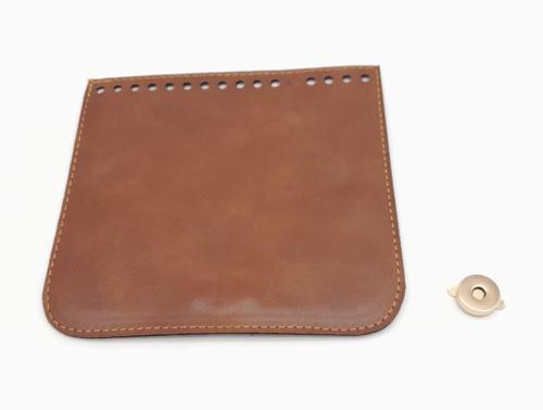 Taba Renk Suni Deri 16.5X16 Cm Çanta Kapağı Light Gold Metalli