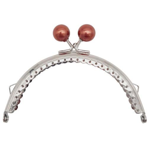 10.5 cm Gümüş Metal Koyu Bordo Toplu Oval Cüzdan Klipsi Çanta Bursu Model 2