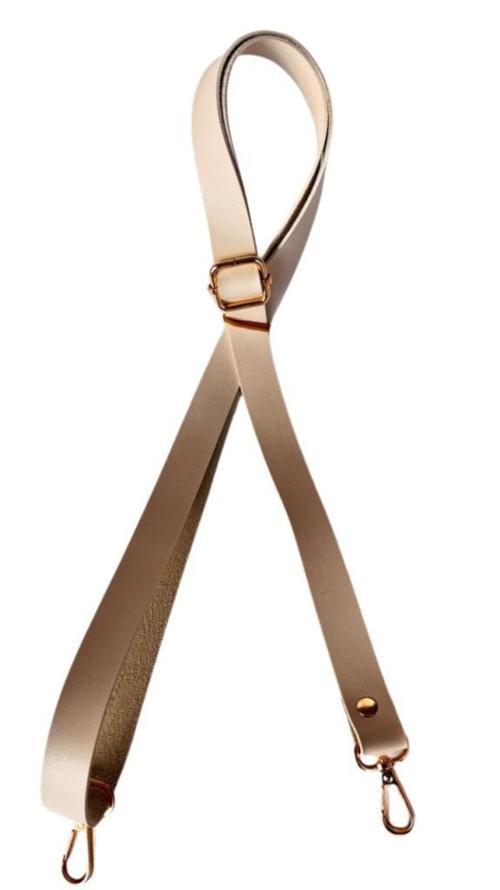 Suni Deri Ayarlı Çanta Sapı 120x2 cm Bej Renk Light Gold Metalli