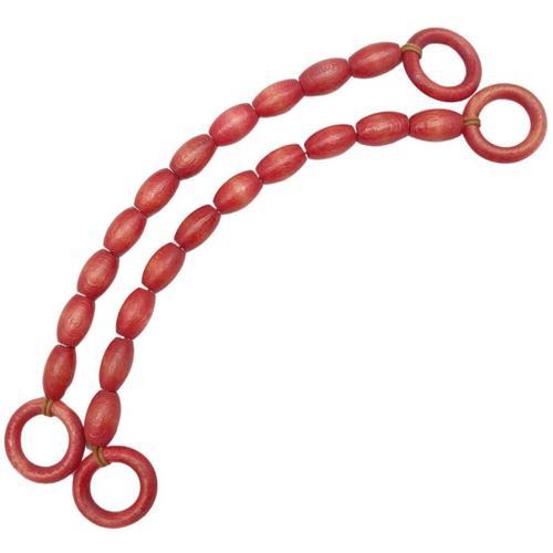 20 mm Oval Ahşap Boncuklu 40 cm Kırmızı Renk Çanta Sapı