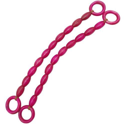 20 mm Oval Ahşap Boncuklu 40 cm Fuşya Renk Çanta Sapı