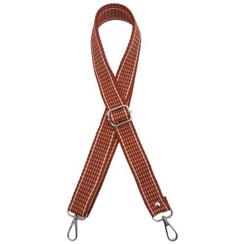 120x3 cm Polyester Kolon Çanta Sapı Taba Renk Bej Şeritli Gümüş Metalli