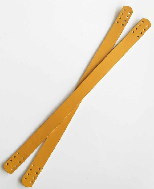 35X2 Cm Gerçek Deri Çift Sap Hardal Sarı