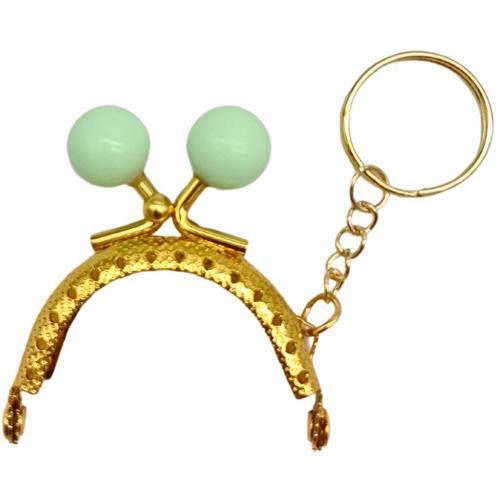5 cm Anahtarlıklı Toplu Cüzdan Klipsi Su Yeşili Renk Gold Metal