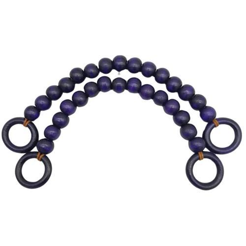 20 mm Ahşap Boncuklu 37 cm Mor Renk Çanta Sapı