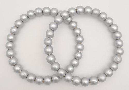 12 cm Ahşap Boncuklu Bilezik Model Gri Renk Çift Sap