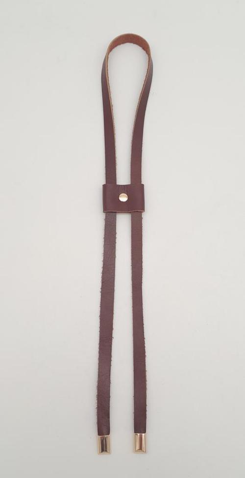 Kızıl Kahve Gerçek Deri Büzgü Light Gold Metalli